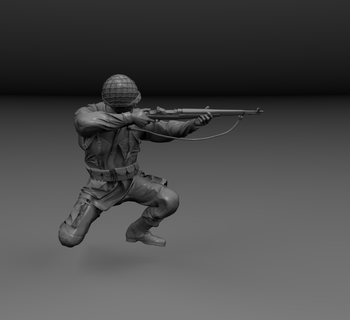 ww2 american paratrooper crouching firing Game tiger airbone soldier toys figure vietnam war wwii use military officer russian ukrainian 3d print model - Mito3D