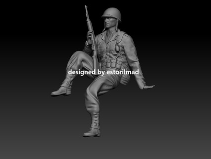 ww2 americano soldato seduta v3 3d print model - Mito3D