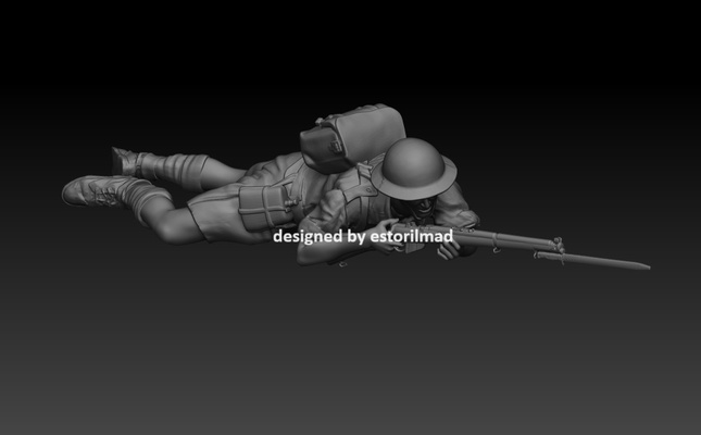 ww2 británico soldado 8 ejército fusilero tobruk juego tigre sherman áfrica figura vietnam dak guerra mundial militar ss pantera alemán oficial americano 3d print model - Mito3D