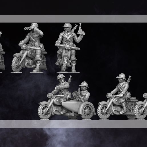 ww2 Chinesisch Motorrad Trupp 28mm Spiel China Fahrzeug 3D print model - Mito3D