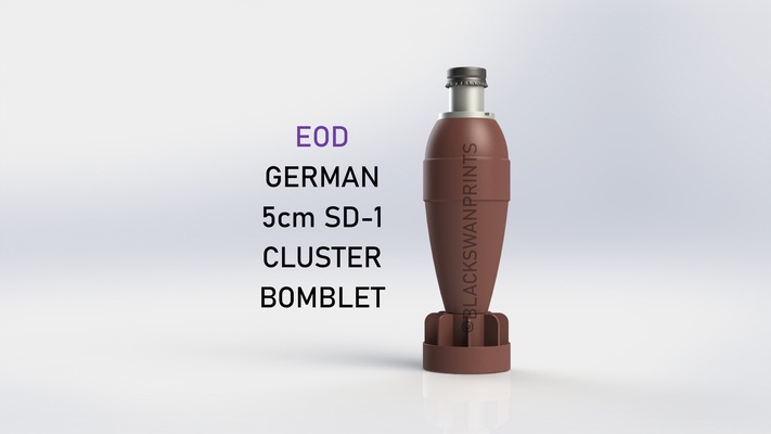ww2 german 5cm sd-1 cluster bomblet geman wehrmacht luftwaffe sd1 bomb ab-250 ab-500 eod training educational display dummy inert 3d print model - Mito3D