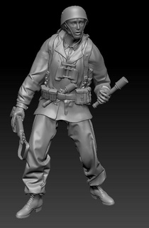 ww2 german paratroop g43 grenade 1 35 Game army soldier military people was troop troops weapon infantry character miniatures figurines stand 3d print model - Mito3D