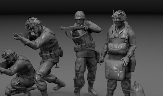 ww2 pack american paratrooper action soldiers us normandy german airbone russia ukraine army soldier miniature wargames sherman 3d print model - Mito3D