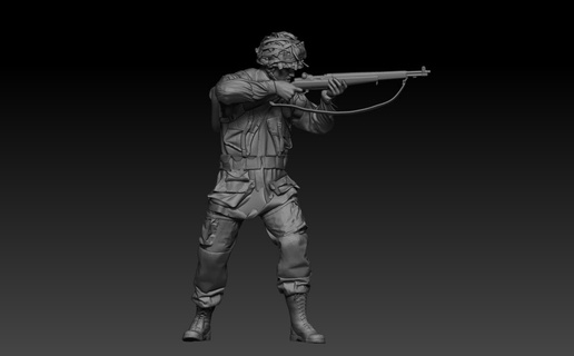 ww2 paratrooper firing - Game soldier tiger sherman 101 airbone figure vietnam war wwii use military ss panther german officer american 3d print model - Mito3D