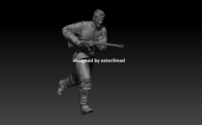 ww2 russian soldier running game tiger sherman figure vietnam war wwii military ss panther german officer american 3d print model - Mito3D