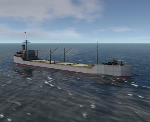ww2 us american cargo ship game aa gun war battle water plane battleship missile germany 3d print model - Mito3D