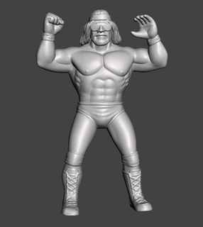 wwe wwf ljn stil erkek adam azgın vahşi şekil güreş oyuncak heykel 3d print model - Mito3D