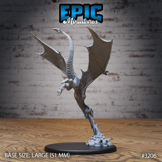 wyvern classic sky diving dnd miniature tabletop miniatures gaming monster 3d model rpg dndminis stl file epic-miniatures dndminiatures 3dprint 3dminiature printedminis 3dprinting dungeon fantasy roleplaying dragon warrior undead pre-supported 3d print model - Mito3D