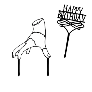 x2 pastel sombrero copa esmerejón Addams ornamento cumpleaños mano dedos cosa miércoles contento 3d print model - Mito3D