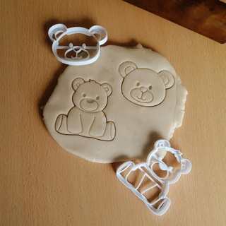 x2 teddy bears face body cute - cookie cutter dough kids toys play doh bear toy mass 3d print model - Mito3D