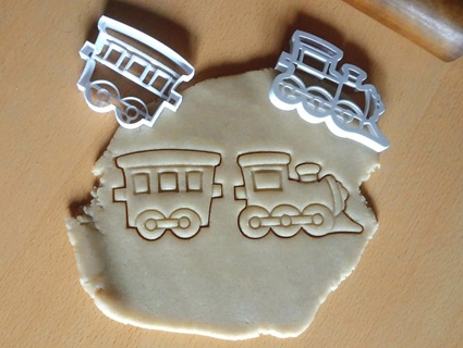 x2 train locomotive wagon cookie cutter - dough Home cookies trains wagons toy 3d print model - Mito3D