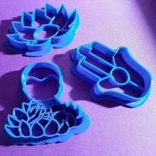 x3 Galleta cortadores galletas fatima mano buda loto flor bebé 3d print model - Mito3D