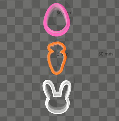 x3 mini cortantes de pascua conejo huevo zanahoria cookie cutter cortante 3d print model - Mito3D