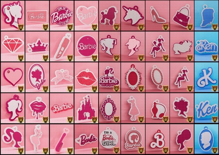 x45 mégapack Barbie porte clés clé anneaux rose fille film Princesse cœur femme baiser Chaînes pendentifs Ken 3d print model - Mito3D