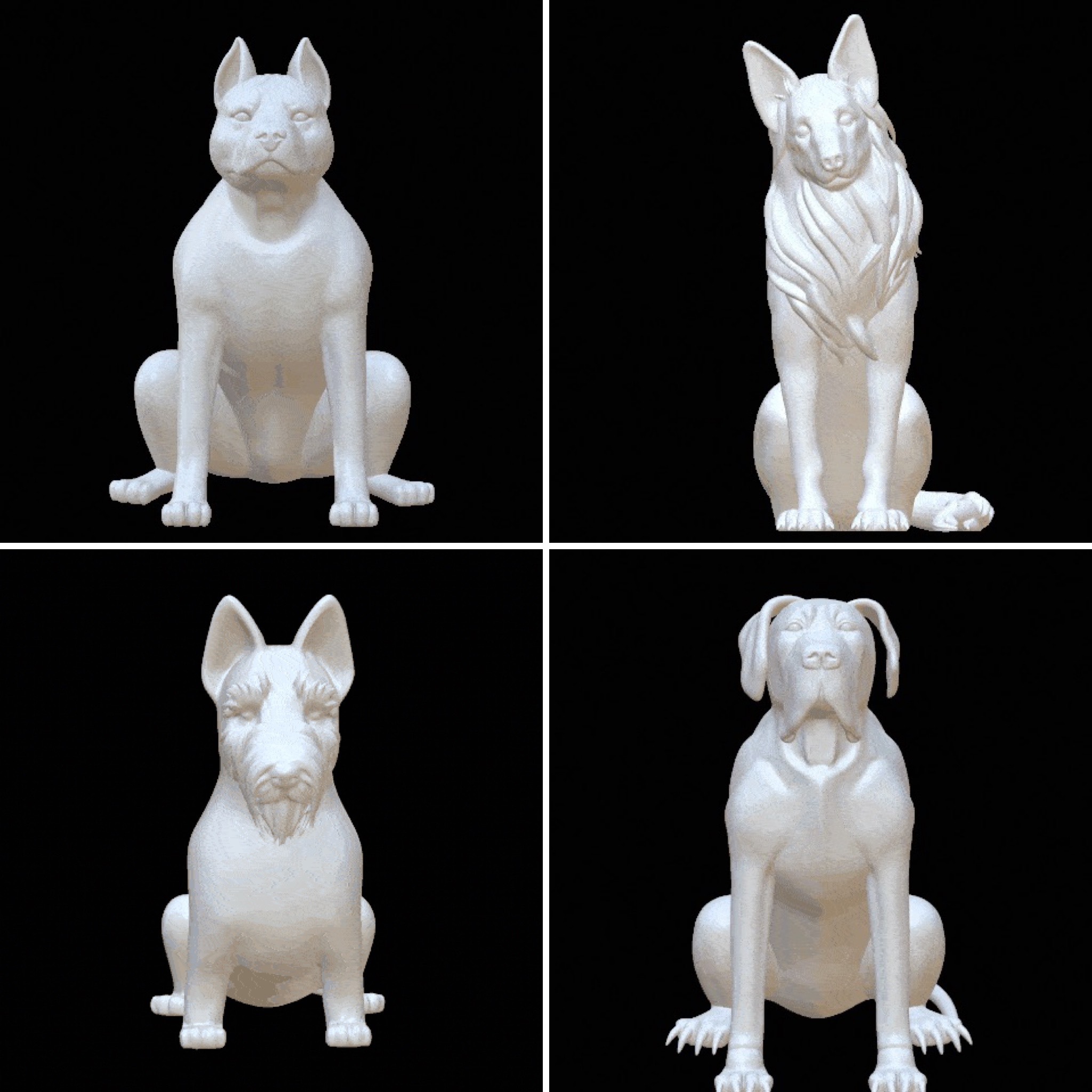 x4 breed dog pack Art american staff great dane scottish terrier swiss shepherd low poly cat animals art 3d 3D print model - Mito3D