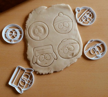 x4 personagens sul parque biscoito cortador massa cartman Kenny cozinha Toque lembrança 3d print model - Mito3D
