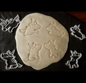 x4 unicorns cute - cookie cutter dough kawaii baby face Home unicorn magic fantasy girls power cookies 3d print model - Mito3D