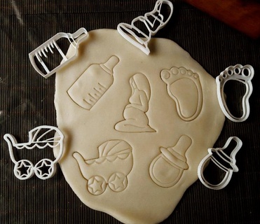x5 baby shower cookie cutters dough - new born Home pregnant happy stage cookies decoration 3d print model - Mito3D