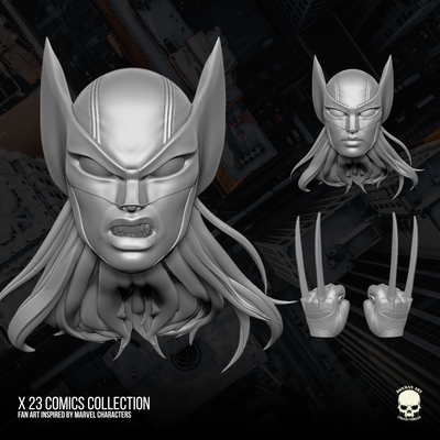 x 23 çizgi roman hayran sanat 3d yazdırılabilir dosya aksiyon rakamlar oyun baş kadın hayret erkekler wolverine logan efsaneler hasbro 3d print model - Mito3D