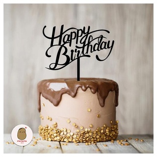 4 pastel sombrero copa contento cumpleaños hogar casa adorno torta cumple años feliz 3d print model - Mito3D
