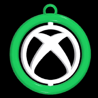 xbox logo one two color rotating keychain rotary jewel necklace 3d print model - Mito3D
