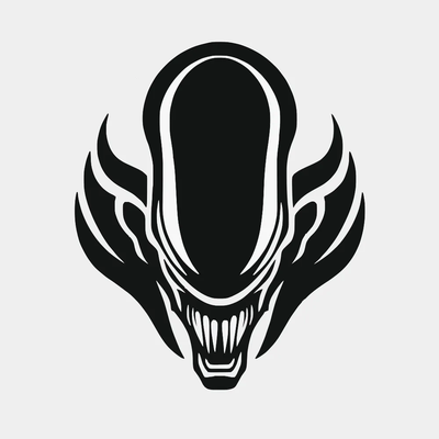 xenomorph kunst außerirdischer grusel sci fi monster raubtier schädel futuristisch außerirdisch dunkel aggressiv bedrohlich alienware silhouette grafik design logo symbol kreatur angst platz 3d print model - Mito3D