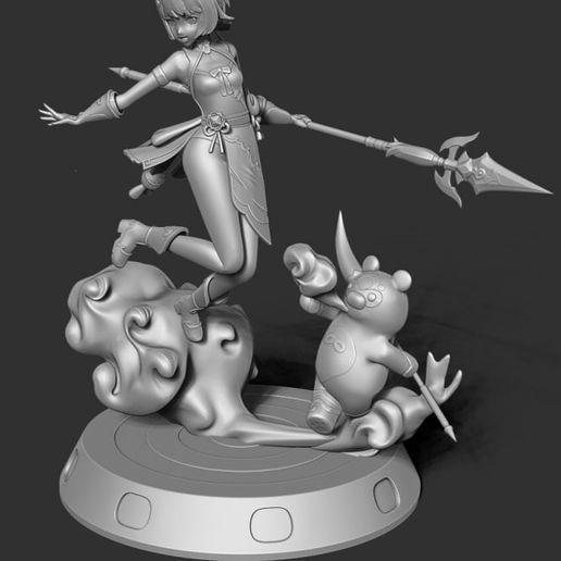 Xiangling genk etki anime kız oyuncak 3d çizgi film karakteri Anime kızı oyun Waifu 3D print model - Mito3D