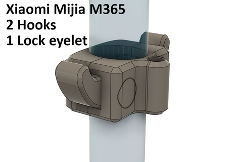 xiaomi mijia m365 gancio serratura occhiello fonte file autodesk fusione 360 fusion360 montare pro scooter sport all'aperto 3d print model - Mito3D