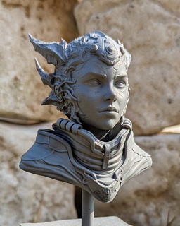 mierda borracho extraterrestre fantasía héroe hembra busto resina leyenda ciencia ficción estatua guerrero rock 3d print model - Mito3D