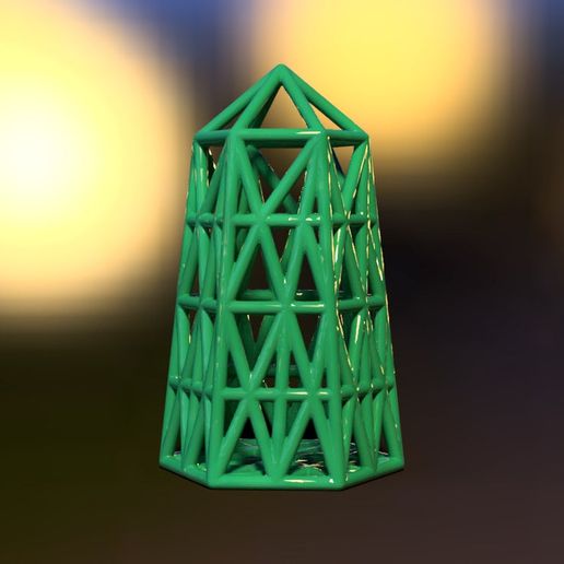 Navidad hexagonal pirámide ornamento vol01 cristal decoración 3D print model - Mito3D