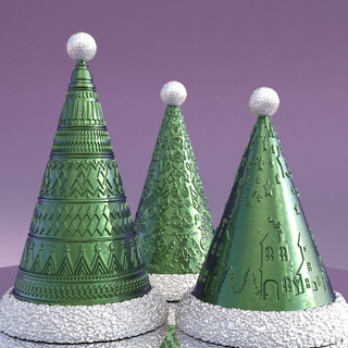 natale albero 3 disegni Natale decorazione modello ornamento 3d scultura festa cappello moderno arredamento anno festoso 3d print model - Mito3D
