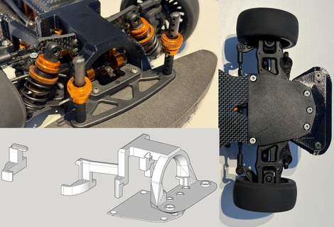 xray t4 front chassis protection skid plate repair kit battery mounting 3d print model - Mito3D