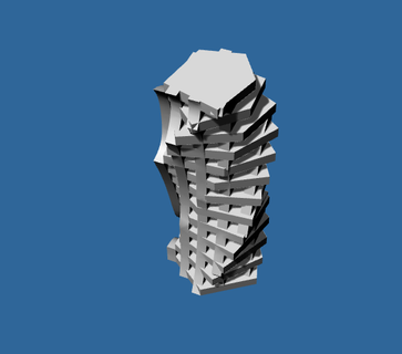 xz-sectioned twisted tower architecture earwigs structural abstract 3d print model - Mito3D