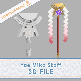 yae miko staff genshin impact 3d file cosplay suit peoplehin hoyoverse props accessory ainlina 3d print model - Mito3D
