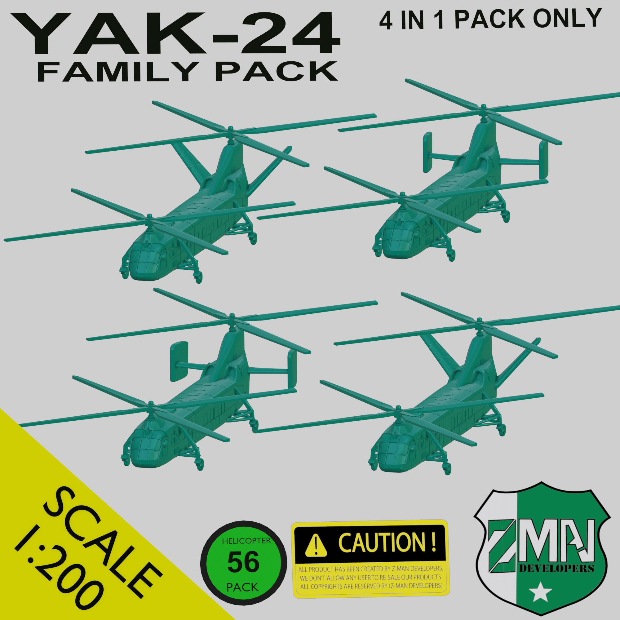 yak 24 4 1 helikopterler helikopter yak24 Rusça uçak rotorcraft reçine sla 200 3D print model - Mito3D
