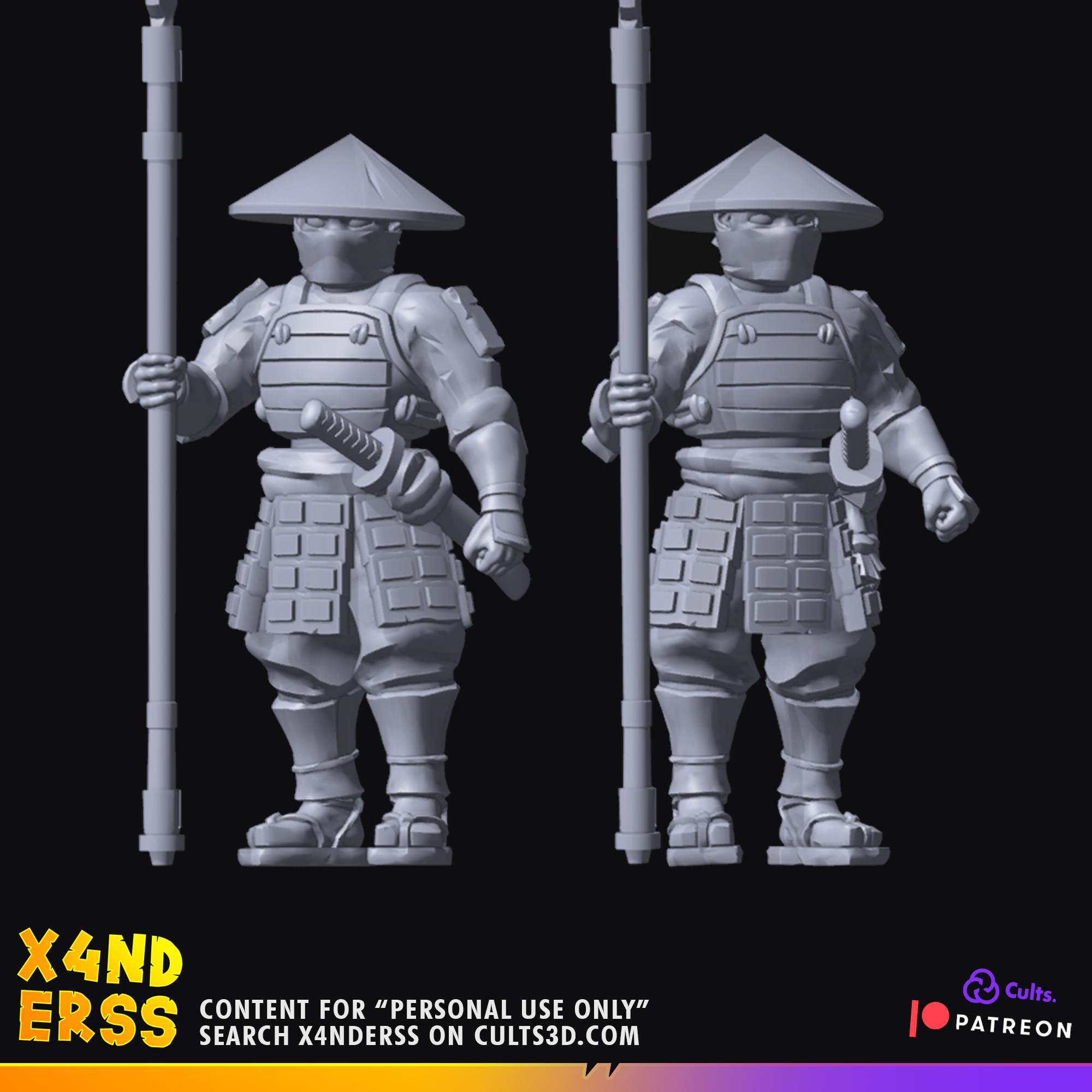 yari ashigaru set 1 - samurai japanese army maker spear katana 3D print model - Mito3D