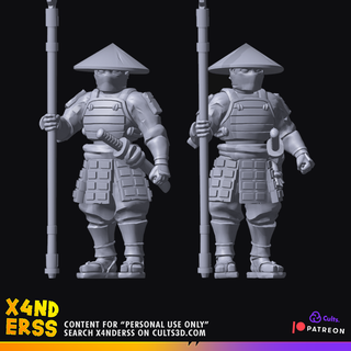 yari ashigaru set 1 - samurai japanese army maker spear katana 3d print model - Mito3D