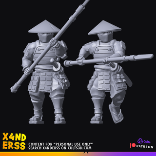 era ashigaru impostato 3 samurai giapponese esercito creatore lancia katana 3d print model - Mito3D
