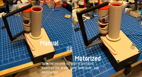 yarn cone winder v2 - manual motorized 3d print model - Mito3D