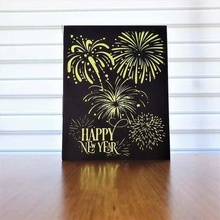 year fireworks silhouette art 2021 decoration newyear new no support 3d print model - Mito3D