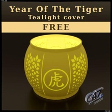 anno tigre gratuito tealight copertina guaina zodiaco cartello lanterna candela primavera Festival Cinese 2022 spesso calendario shader c47 3d decorazione lunare 3d print model - Mito3D