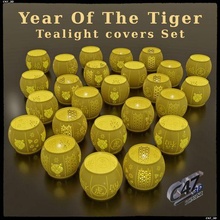 year tiger - tealight covers set zodiac sign lantern candle cover spring festival chinese 2022 yearoftiger calendar blessing c47 3d shader decoration lunar horoscope 3d print model - Mito3D