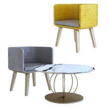 gelben Stuhl, Tisch Architektur Stuhl Tabelle chairtable Stoff 3d print model - Mito3D