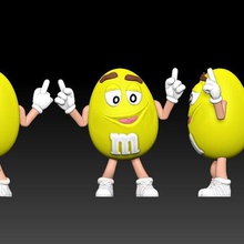 yellow mms art m&ms sweet chocolate peanut candy figurine red 3d print model - Mito3D