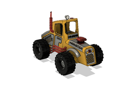 yellow monster truck movements Game automotive construction toys power vehicle vehicles transport 3d print model - Mito3D