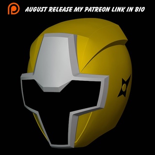 yellow ninja helmet cosplay stl steel power rangers ninninger model ranger props 3d print model - Mito3D