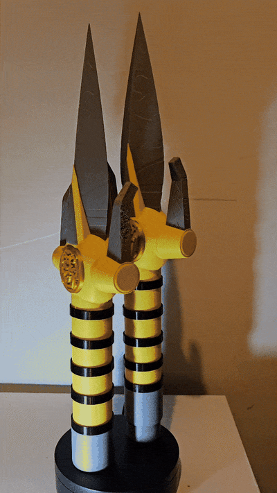 giallo ranger energia pugnali potente morphin spada puntello cosplay compatto moderno arma giocattolo cose 3d print model - Mito3D