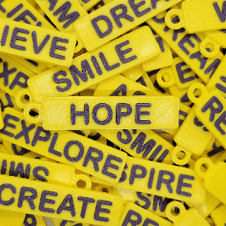 Sarı kurdele anahtarlık abbymath hafta zihinsel sağlık intihar önleme dep okul umut çabalamak istemek rüya oluşturmak keşfetmek çözmek gülümsemek yellowribbon3dprint 3d print model - Mito3D