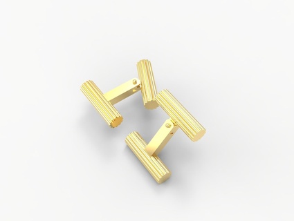 Sarı çizgili kol düğmeleri narin zarif az altın dökülebilir yazdırılabilir mücevherler erkekler mücevher çizgiler beyaz gül gümüş 3d print model - Mito3D