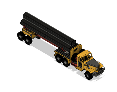 yellow zil pipe truck movements automotive heavy motion trailor transport vehicles 3d print model - Mito3D